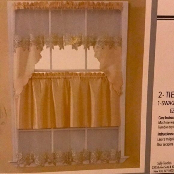 3PC Najwa Embroidery Kitchen Curtain Set New - Picture 2 of 2